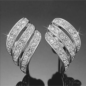 ANGEL'S WINGS Rhinestone White Gold18-K Earrings